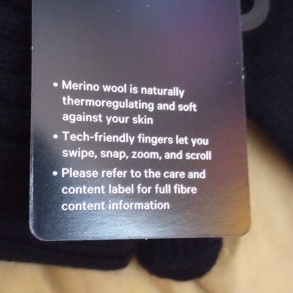 Lululemon Mens Cold Pursuit Merino Wool Tech Gloves Black Nwt - Picture 6 of 8